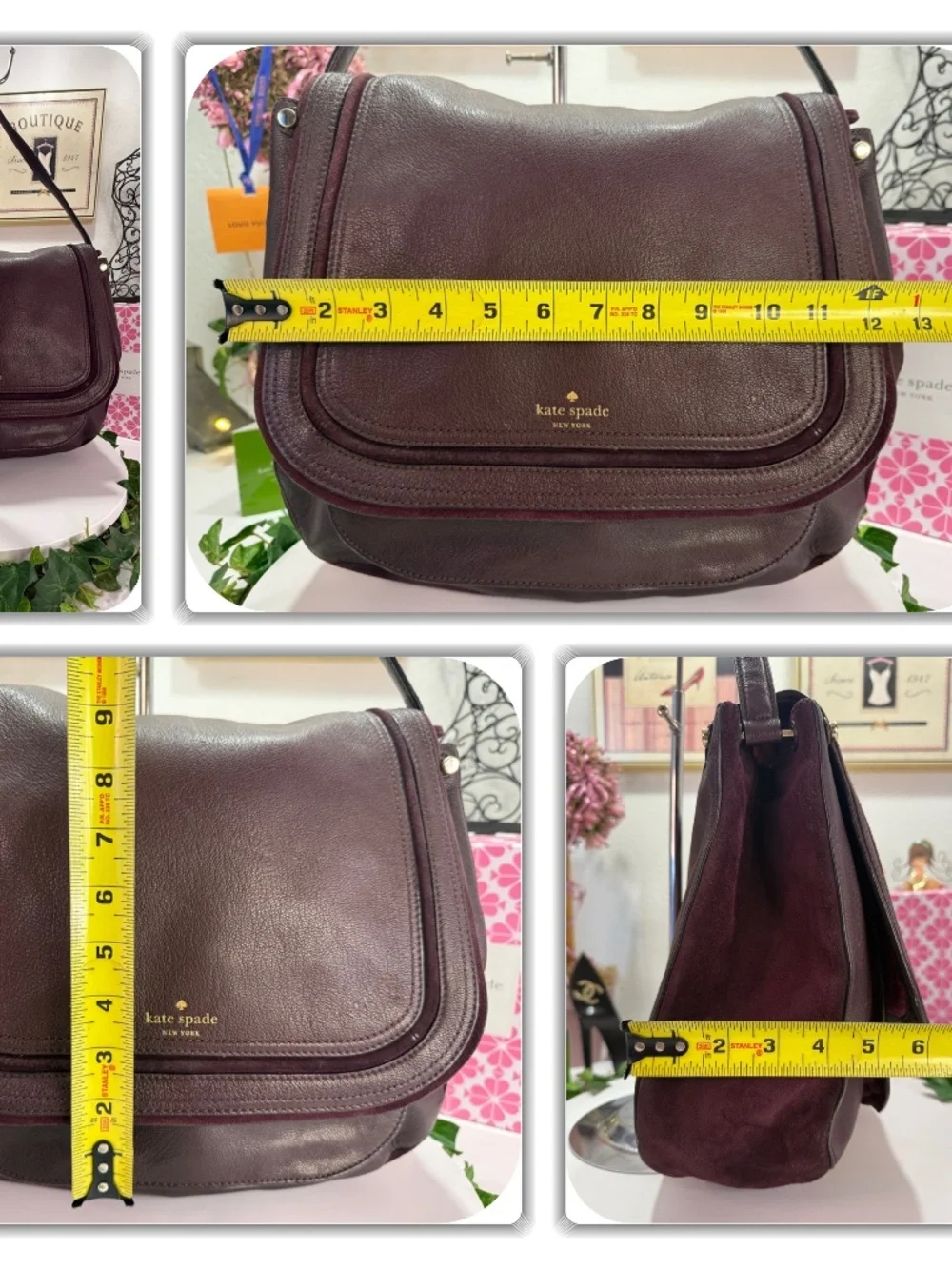 KATE SPADE RICH DARK BURGUNDY SUEDE LEATHER LARGE TASSEL BAG!